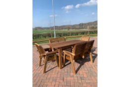 BRAND NEW QUALITY 6 seater handcrafted Garden Furniture set,Large table, 2 benches, 2 chairs*NO VAT*