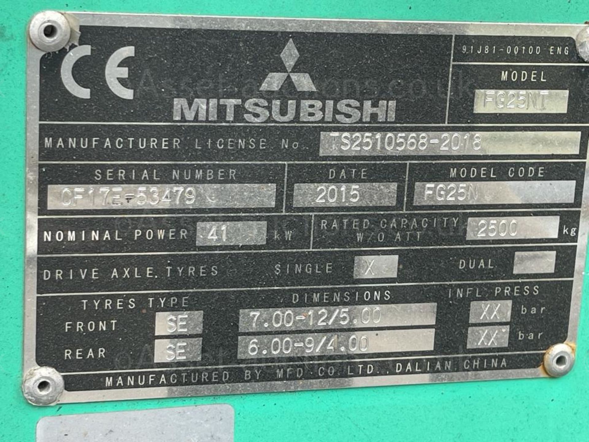 2015 MITSUBISHI FG25NT GAS FORKLIFT, 2500kg CAPACITY, RUNS DRIVES AND LIFTS *PLUS VAT* - Image 10 of 10