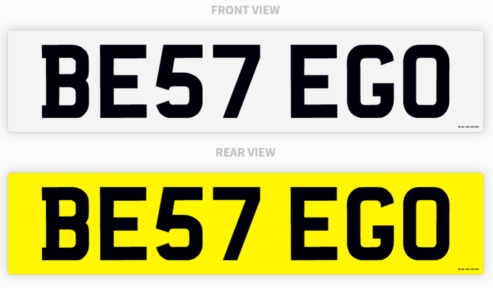 "BE57 EGO", PRIVATE NUMBER PLATE, CURRENTLY ON NEW 10 YEAR RETENTION *NO VAT*