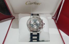 CARTIER CHRONOGRAPH MENS Watch Stainless Steel & Black *NO VAT*