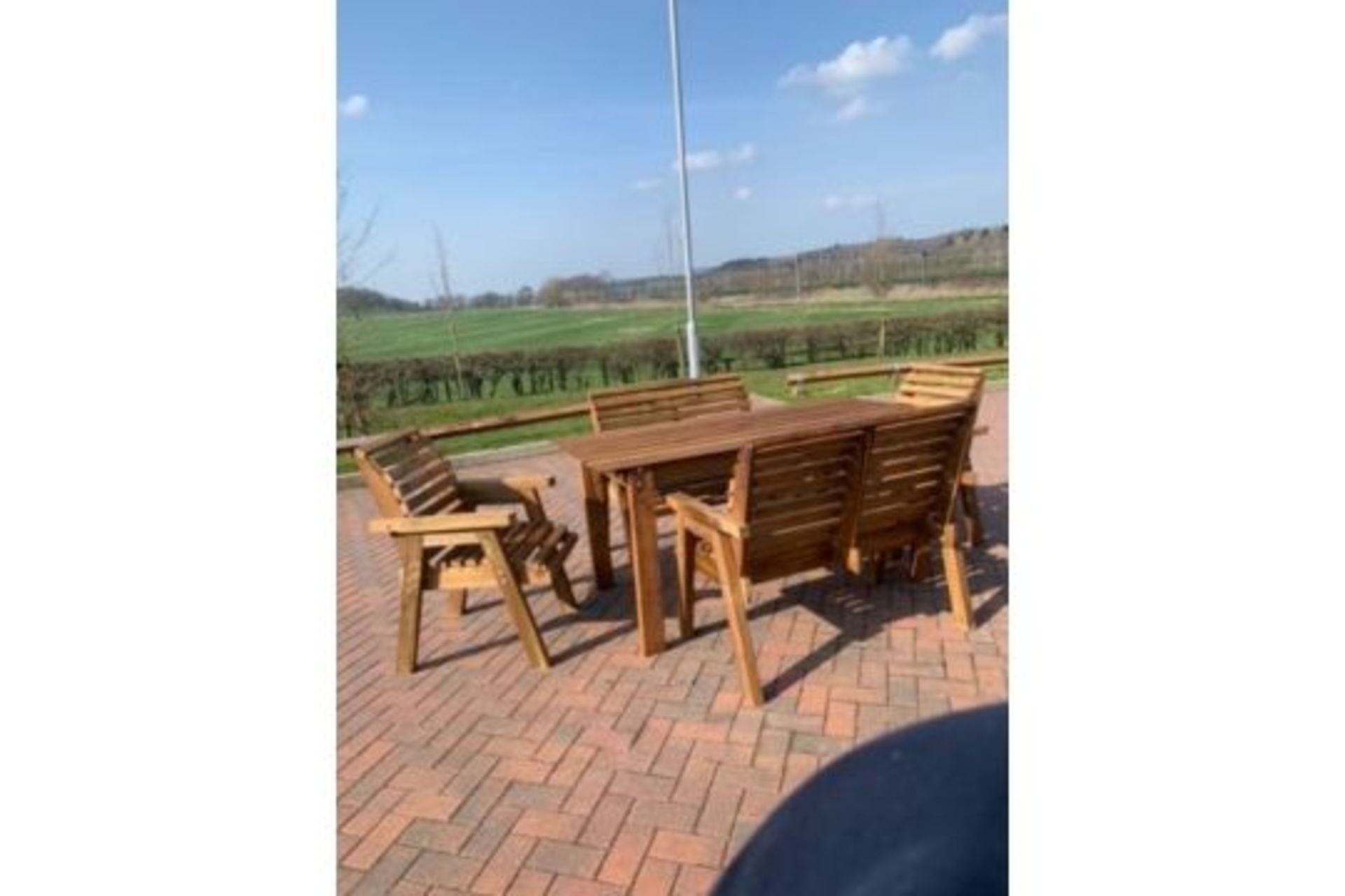 BRAND NEW QUALITY 6 seater handcrafted Garden Furniture set, Large table,2 benches, 2 chairs*NO VAT*