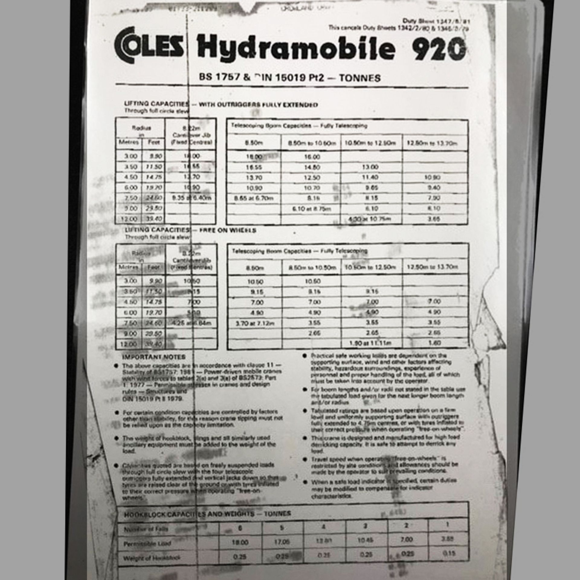 Coles Hydramobile 920 crane, Maximum lift capacity 18 tonne *PLUS VAT* - Image 12 of 15
