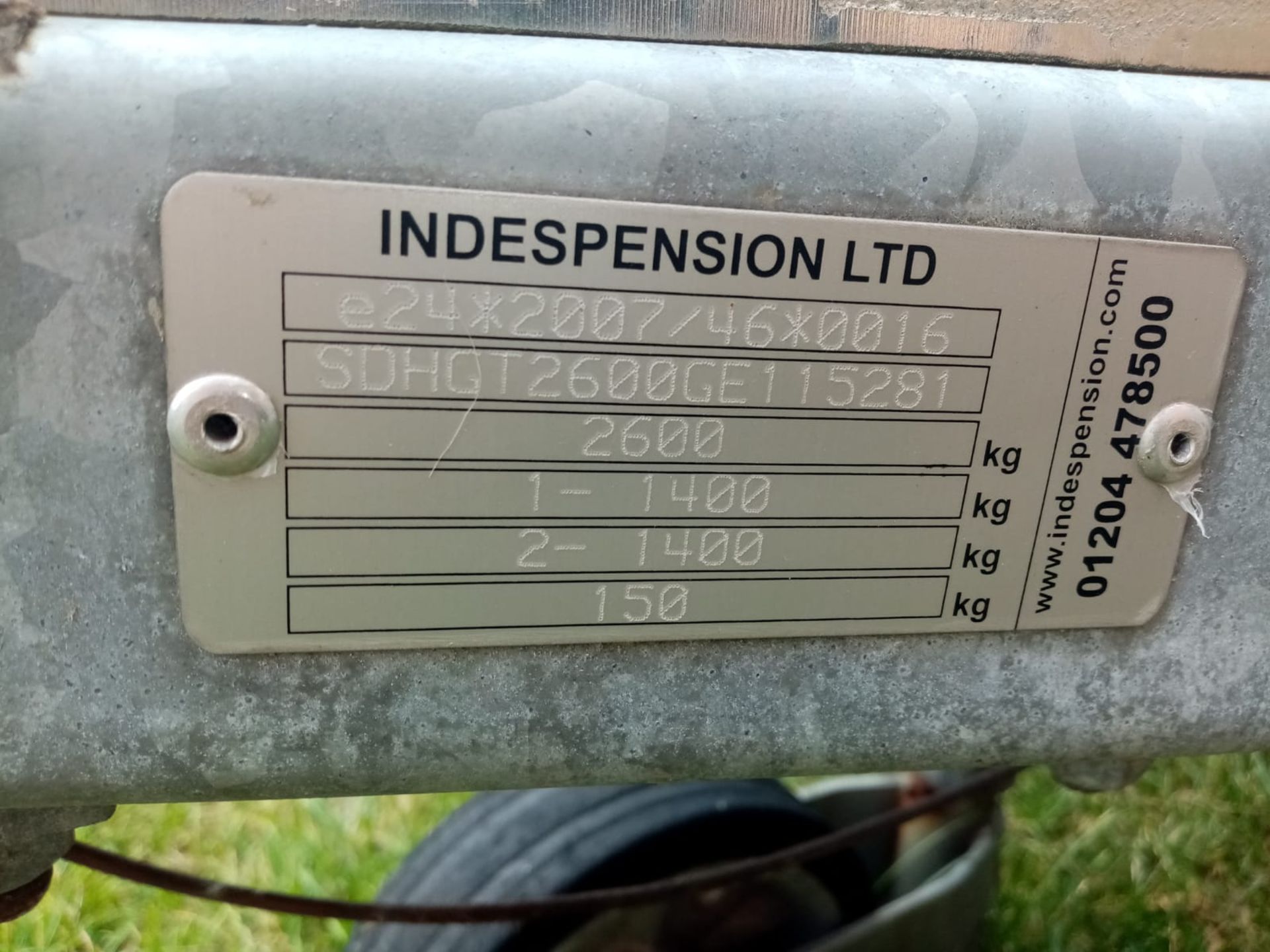 INDESPENSION 2600KG TRAILER *NO VAT* - Image 6 of 13