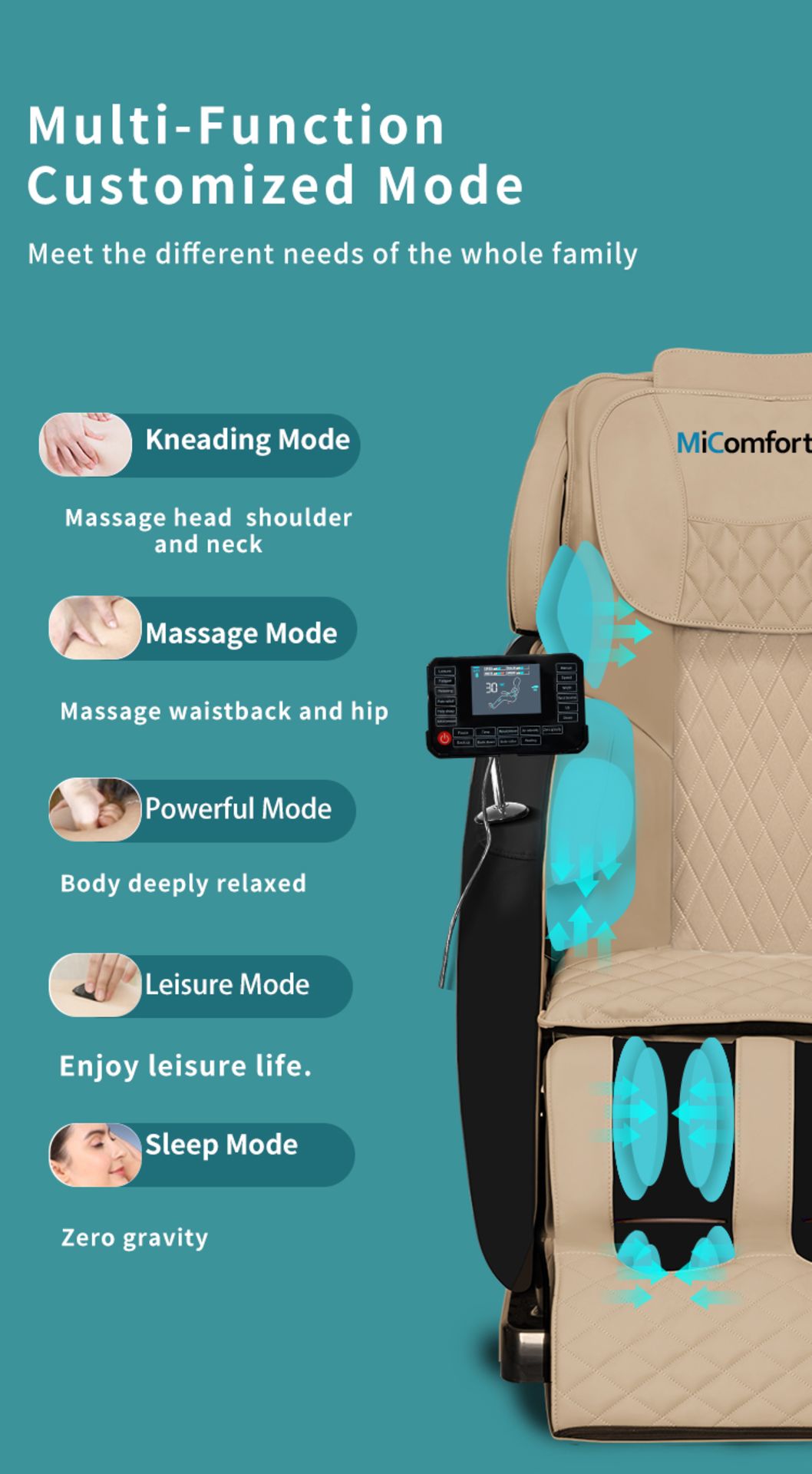 Brand New in Box MiComfort Full Body 4D SL Track Massage Chair in Khaki RRP £2499 *NO VAT* - Image 4 of 6