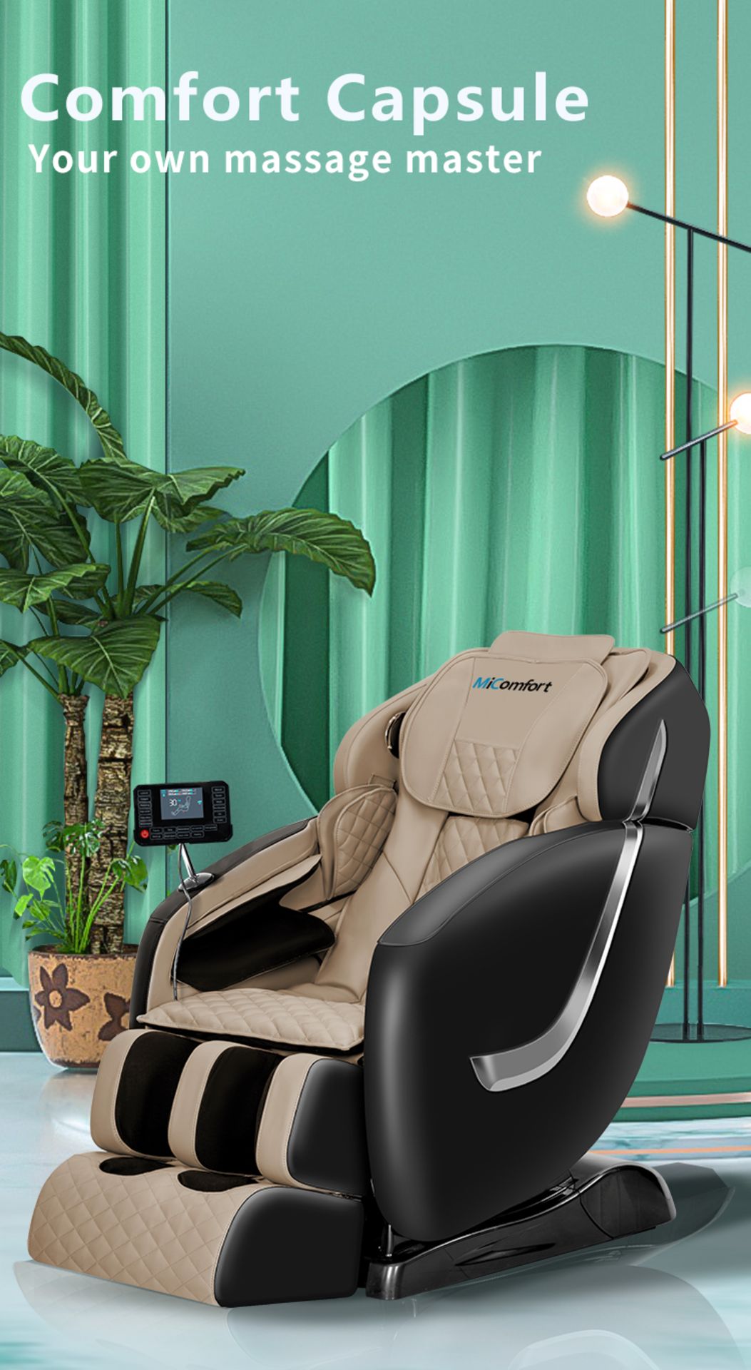Brand New in Box MiComfort Full Body 4D SL Track Massage Chair in Khaki RRP £2499 *NO VAT*
