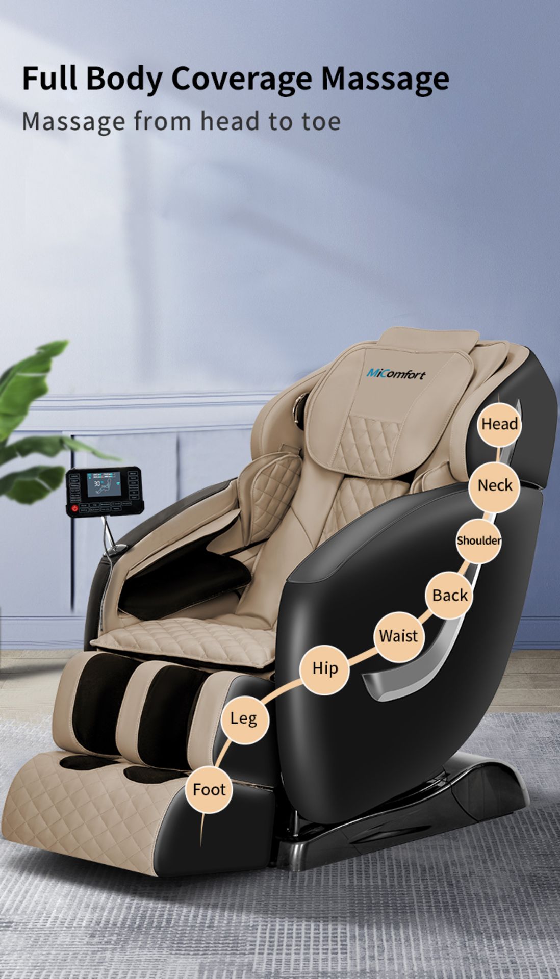 Brand New in Box MiComfort Full Body 4D SL Track Massage Chair in Khaki RRP £2499 *NO VAT* - Image 3 of 6