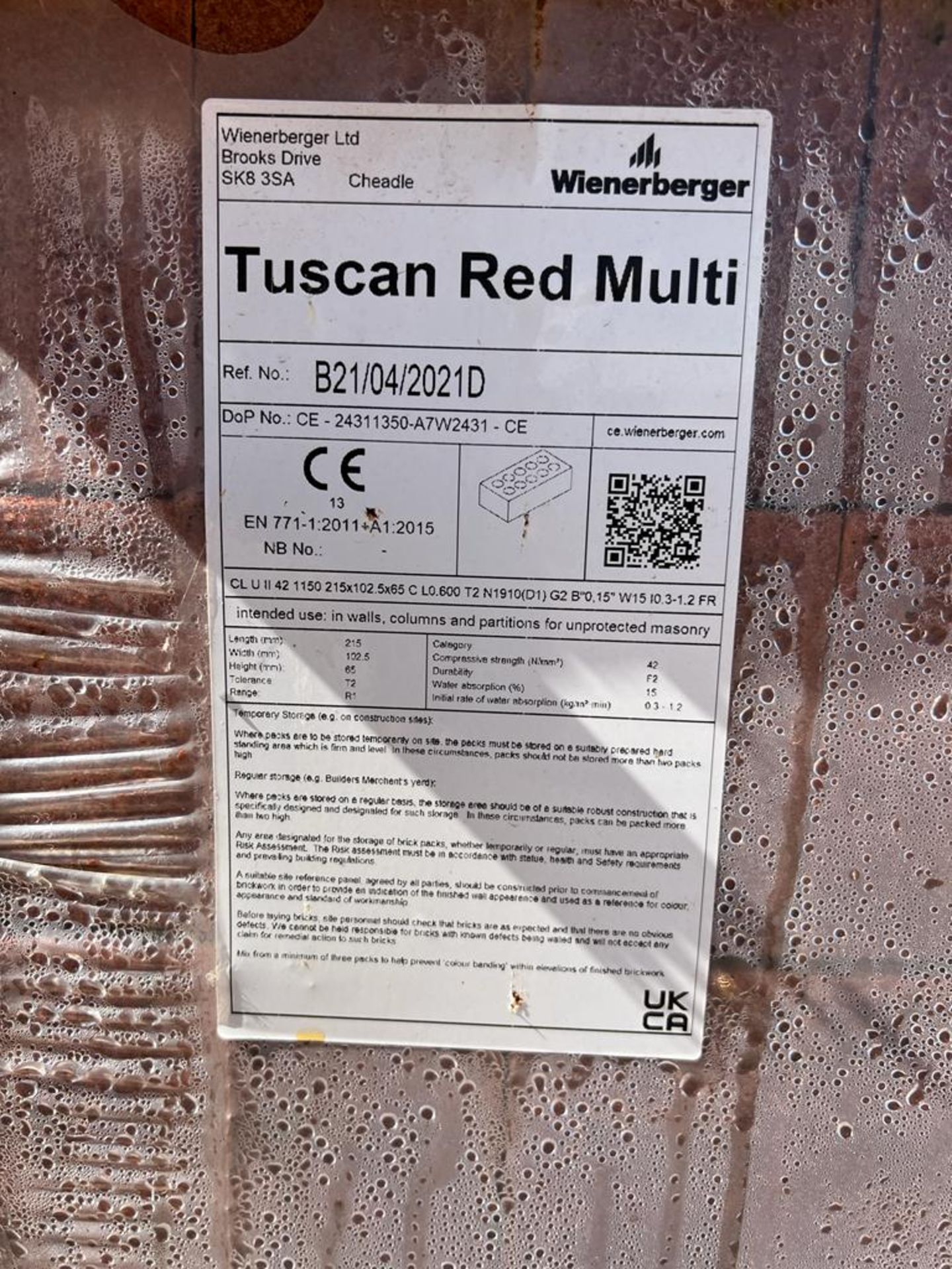 TUSCAN RED MULTI BRICKS, SOLD PER PALLET, 70 AVAILABLE *NO VAT*