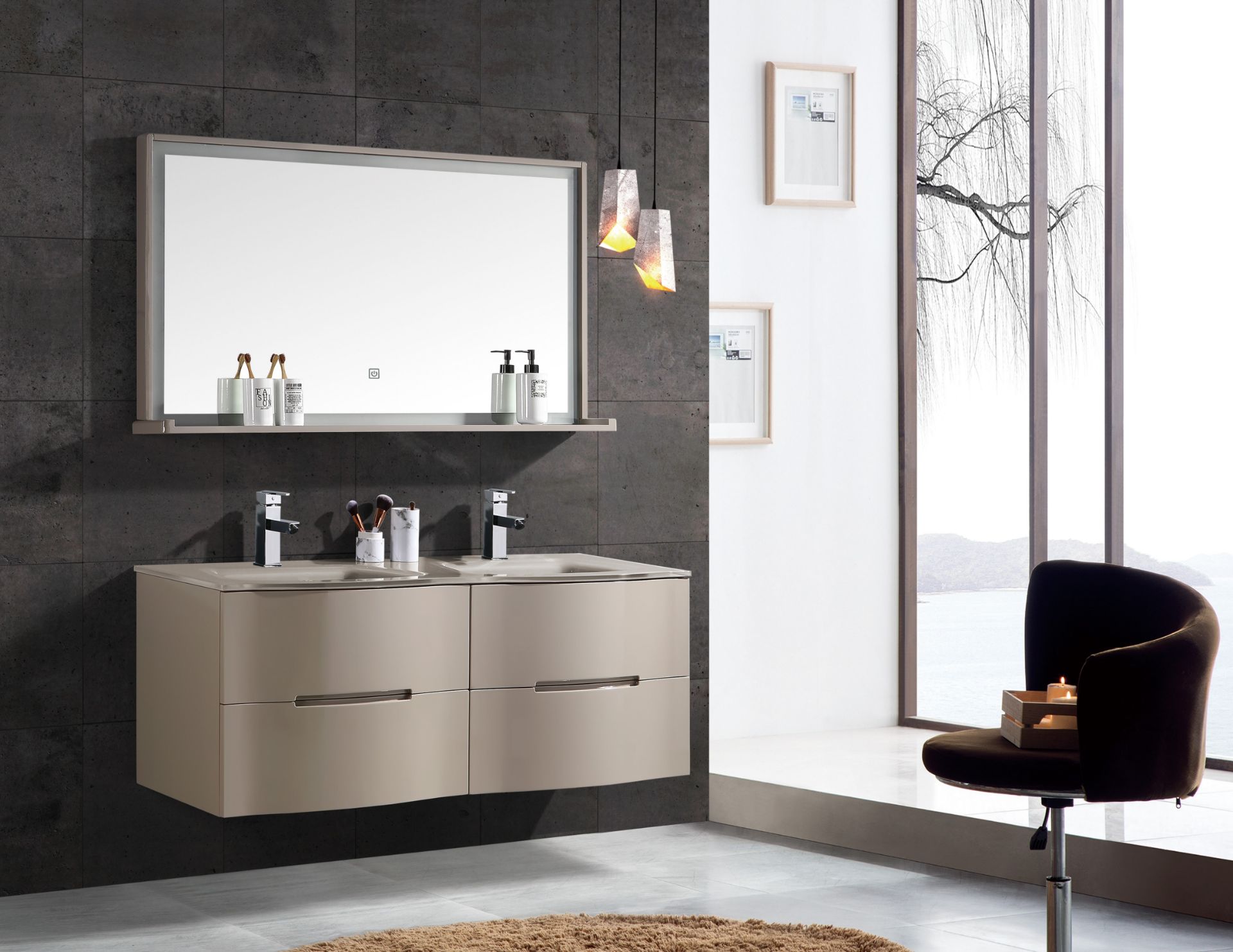 BRAND NEW Excellent Quality Designer Vanity Unit in Warm Grey RRP £499 *NO VAT*