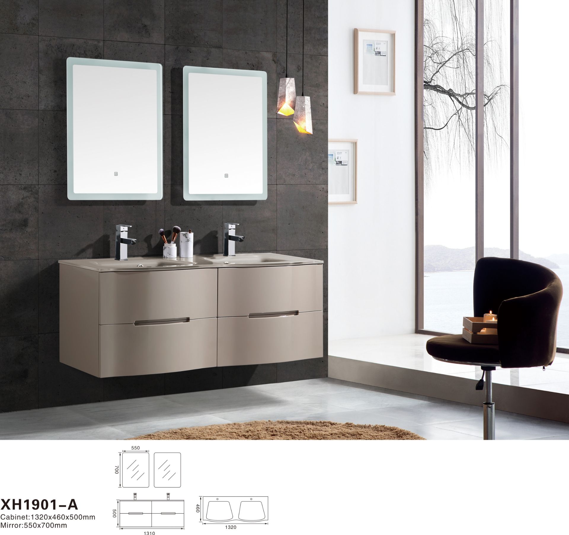 BRAND NEW Excellent Quality Designer Vanity Unit in Warm Grey RRP £499 *NO VAT* - Image 2 of 4