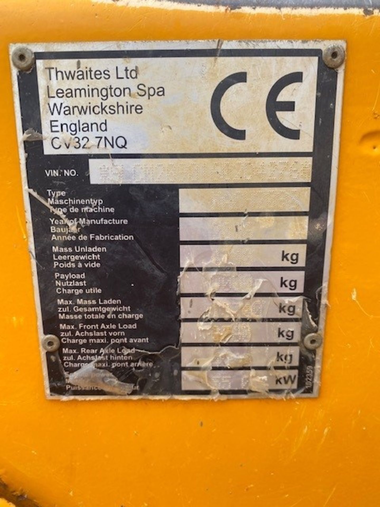 2016 Thwaites 9 Ton Site Dumper *PLUS VAT* - Image 10 of 12