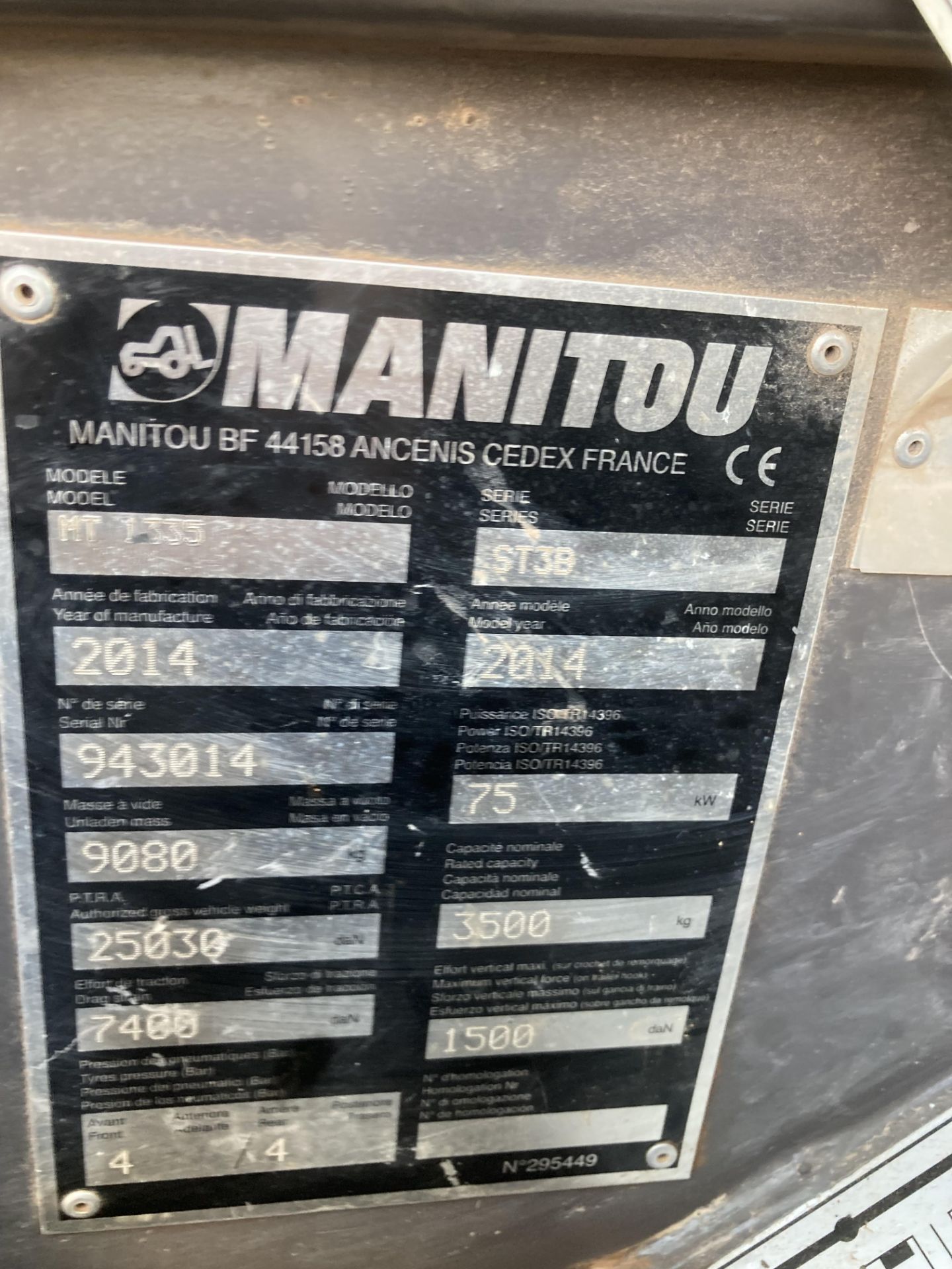 Manitou MT1335, 2014 13M Telehandler - 5667 hours - Coded immobilizer & Radio *PLUS VAT* - Image 25 of 27