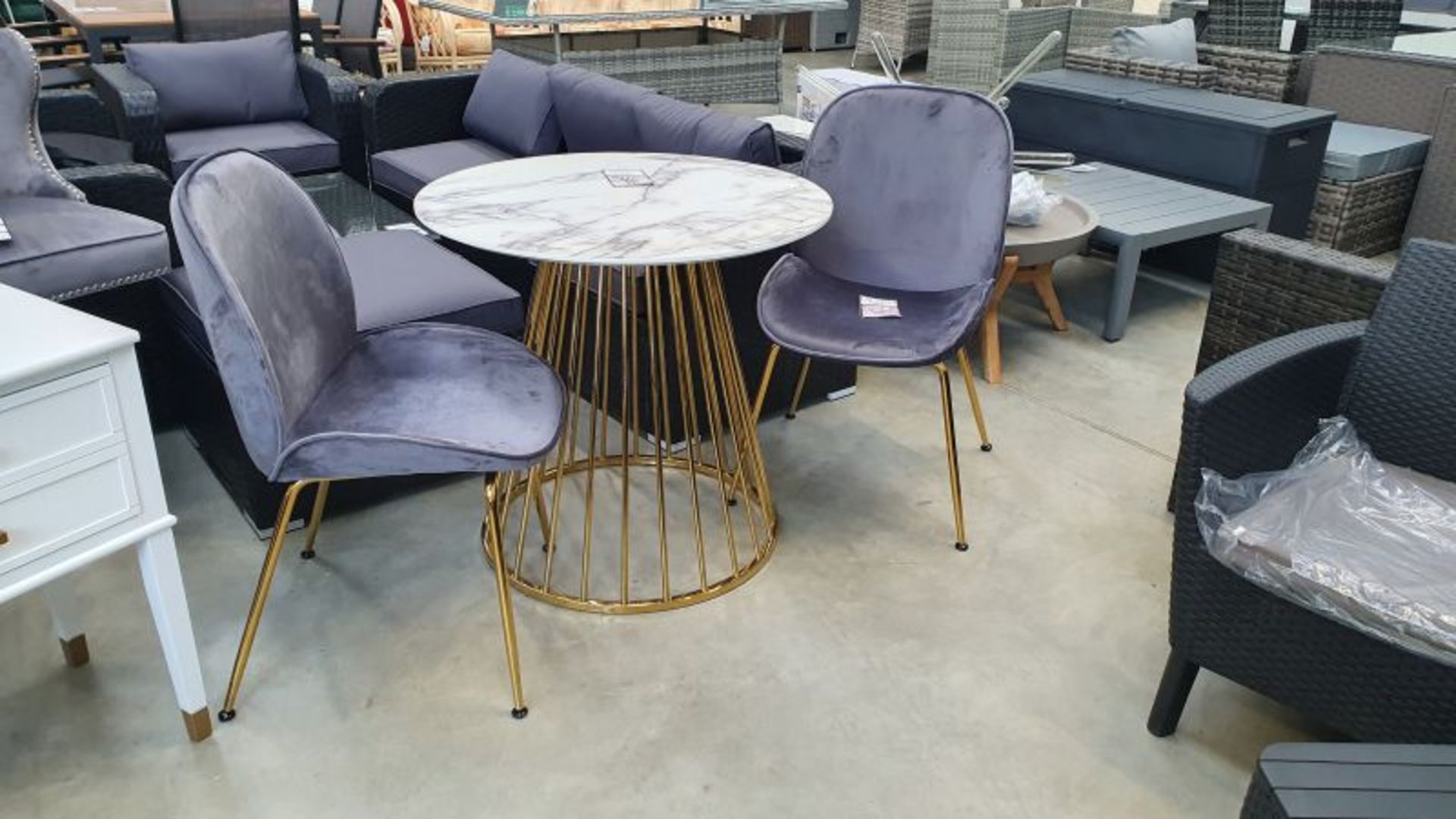 MIMILO 80 CM DINIG TABLE SET WITH TWO VELVET CHAIRS RRP £450 *PLUS VAT* - Image 2 of 3