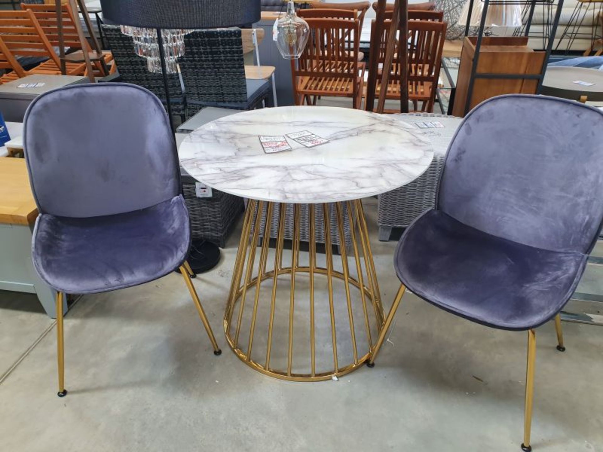 MIMILO 80 CM DINIG TABLE SET WITH TWO VELVET CHAIRS RRP £450 *PLUS VAT*