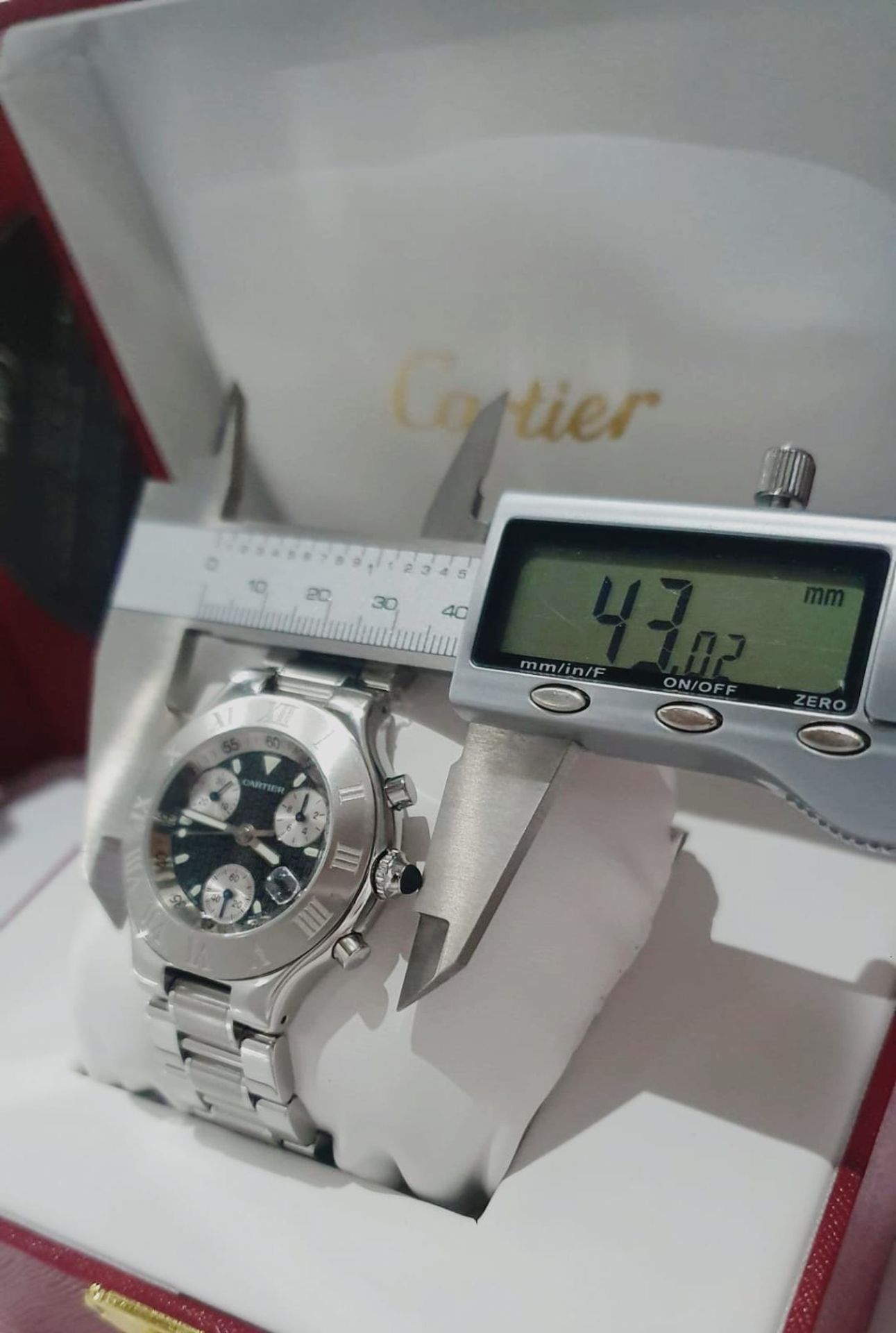 CARTIER CHRONOGRAPH MENS SWISS WATCH, STAINLESS STEEL NO VAT - Image 9 of 10