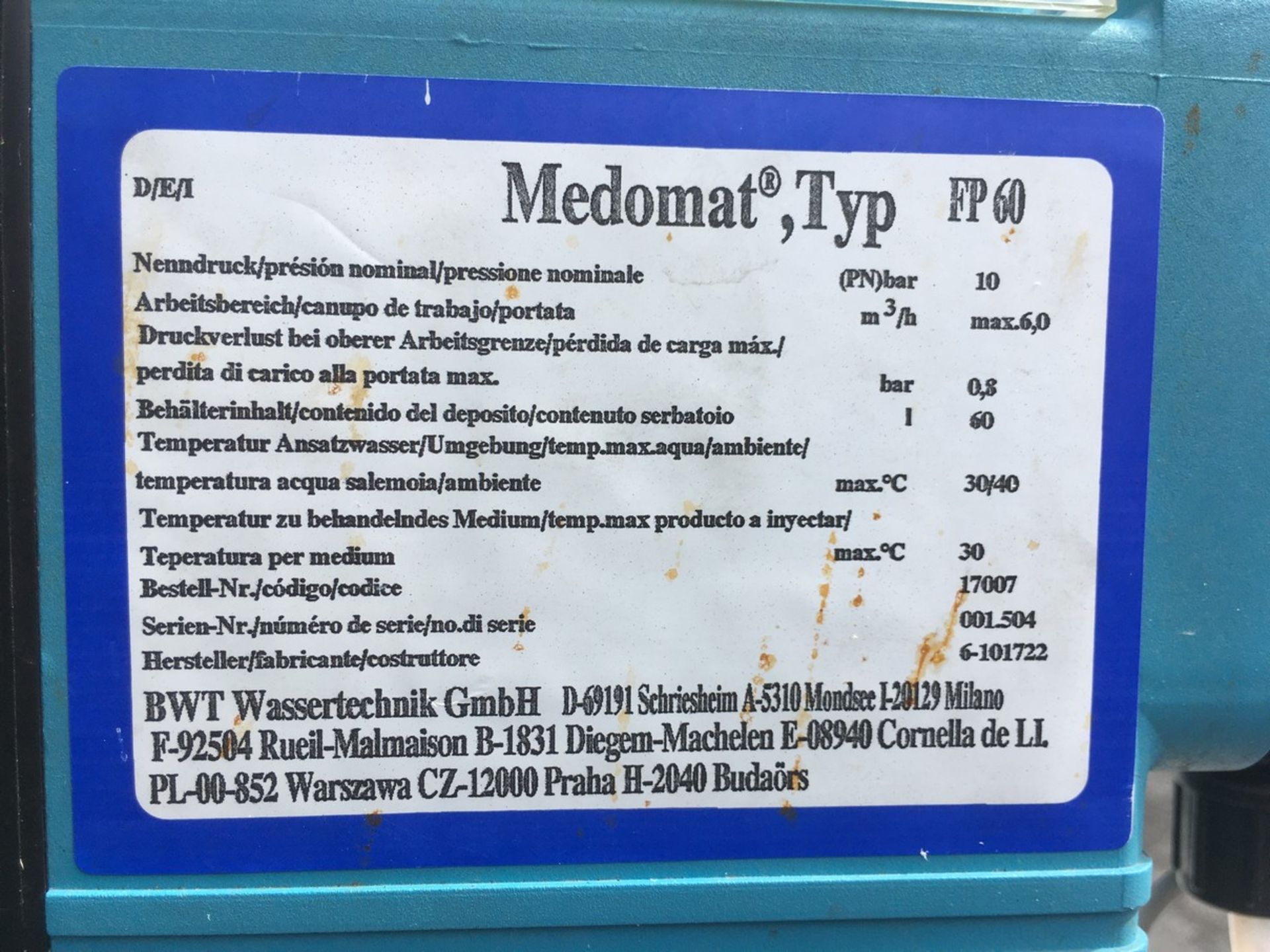 USED MEDOMAT FP 60 AND TANK *NO VAT* - Image 10 of 17