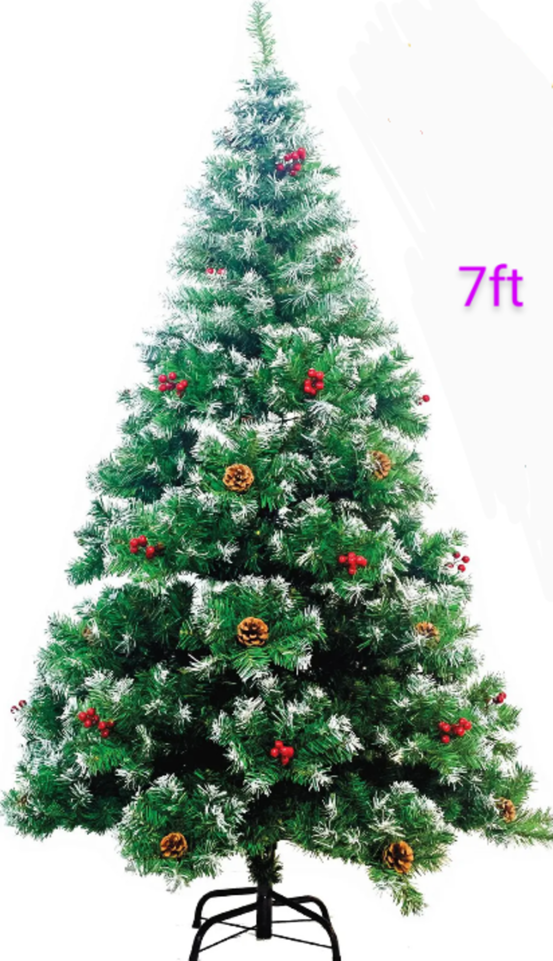 New and Boxed 2x7ft Frosted Pine Cone & Berries Christmas Trees *NO VAT* - Image 3 of 3