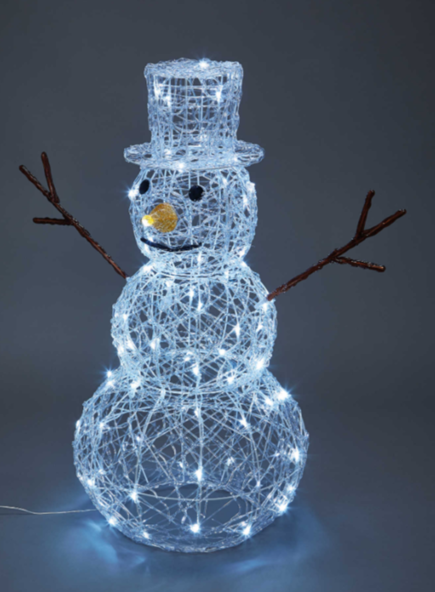 2 x Boxed Twinkling Acrilic Snowmen *NO VAT*