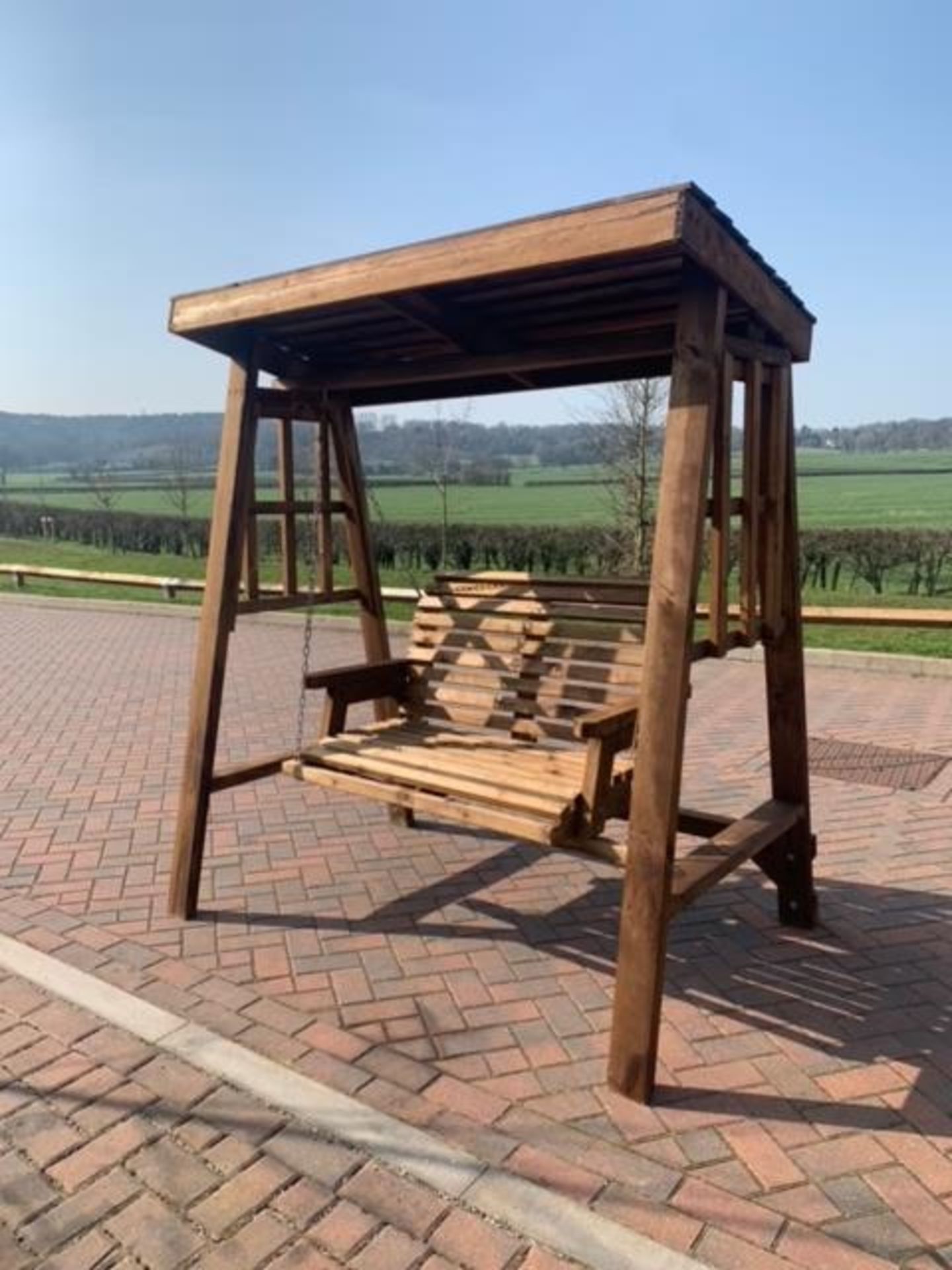 BRAND NEW QUALITY Swing bench Handcrafted Garden Furniture. 2 Seater Swing bench *NO VAT* - Image 2 of 3
