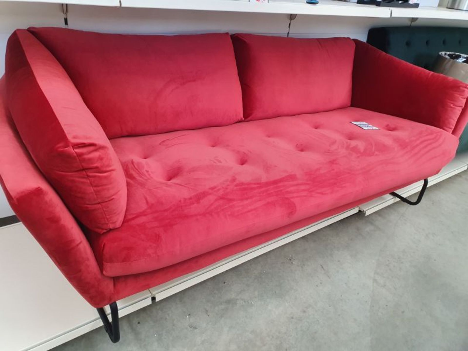 3 SEATER RED VELVET SOFA RRP £1190 *PLUS VAT* - Image 3 of 4