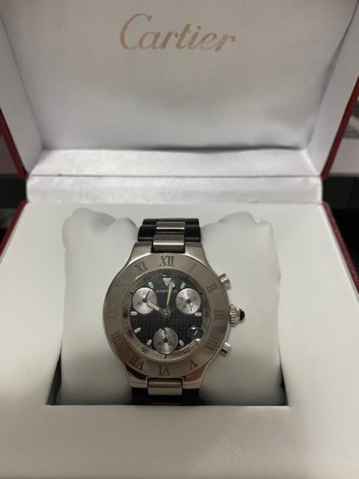 Cartier Chronoscaph Gents Watch with Original Box and Manual, Steel and Rubber Strap *NO VAT* - Image 2 of 9