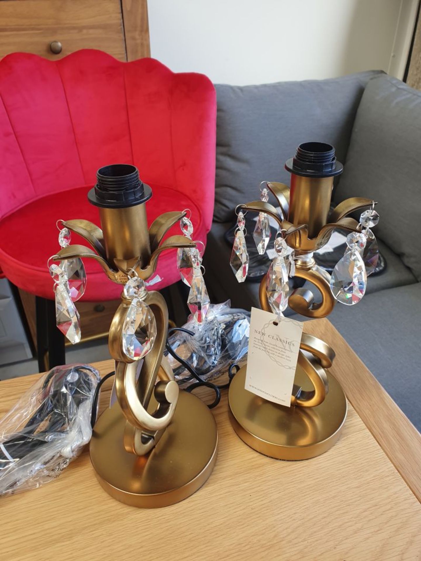 INTERIORS OKSANA BRASS LAPMS SET OF TWO RRP £300 *PLUS VAT*