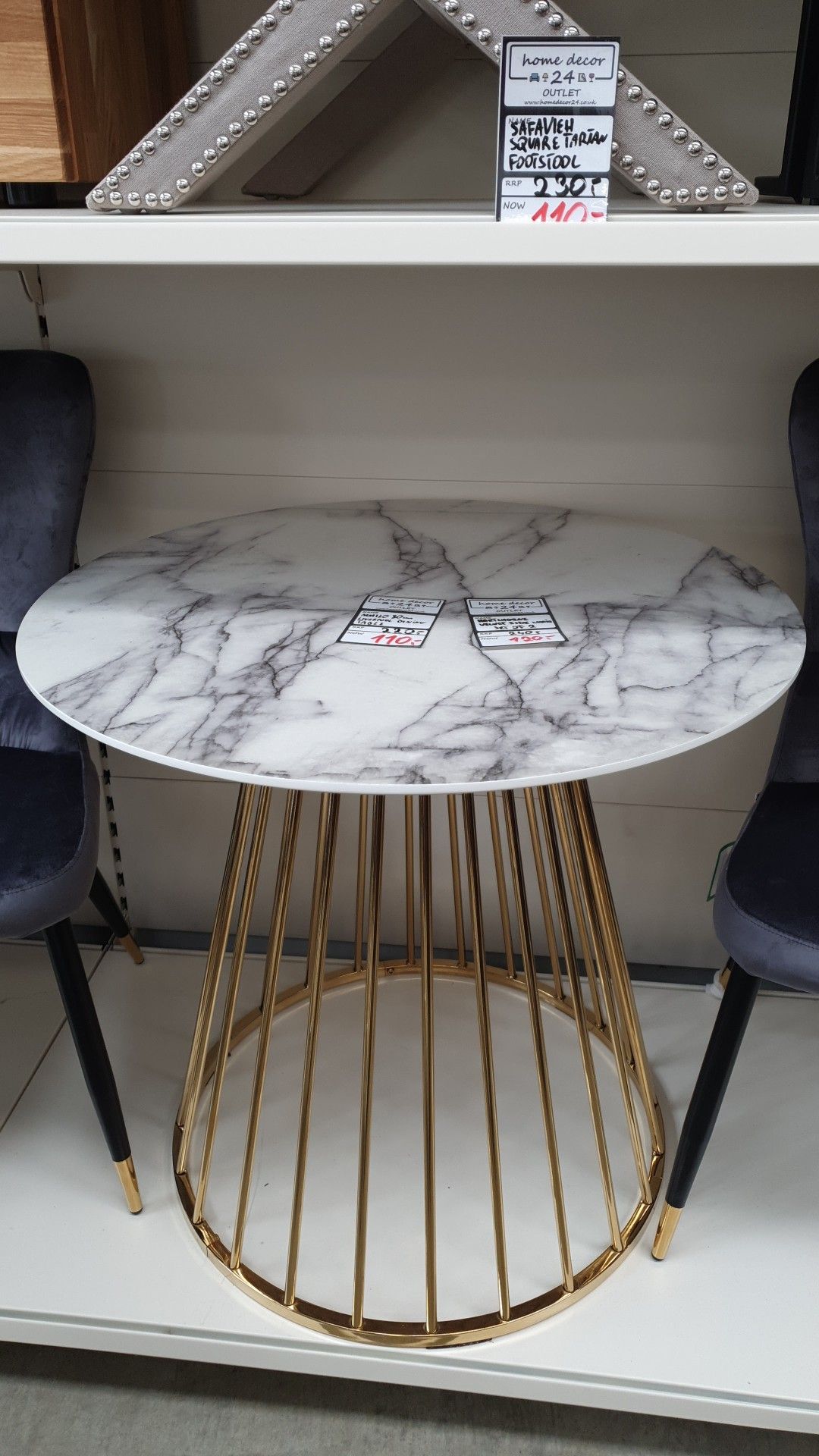 MIMILO 80CM DINING TABLE AND TWO VELVET CHAIRS RRP £460 *PLUS VAT* - Image 3 of 3