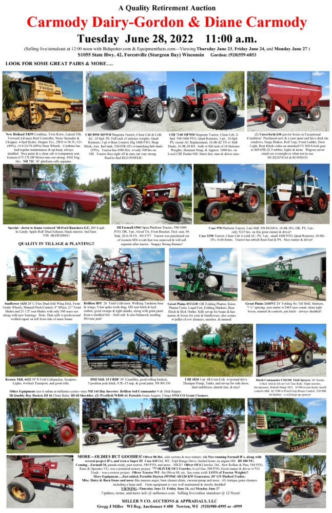 A GREAT FARM EQUIP. RETIREMENT AUCTION​  Carmody Dairy -  Gordon & Diane Carmody