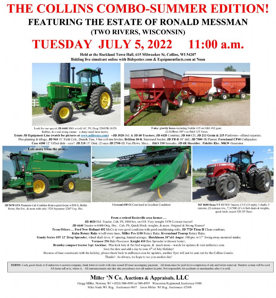 THE COLLINS COMBO—SUMMER EDITION!  Featuring the Estate of Ronald Messman, Two Rivers, WI