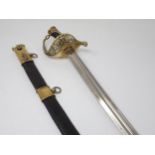 A French Naval Officer's Sword with pierced leafage brass guard