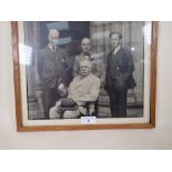 A framed Photograph of Sir Edward Elgar seated wit Cathedral Organists, Ivor Atkins, Percy Hull
