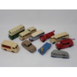 Ten mainly pre-war Dinky Toys including Royal Mail Van, Sunbeam Talbot, Riley, etc., some repainted