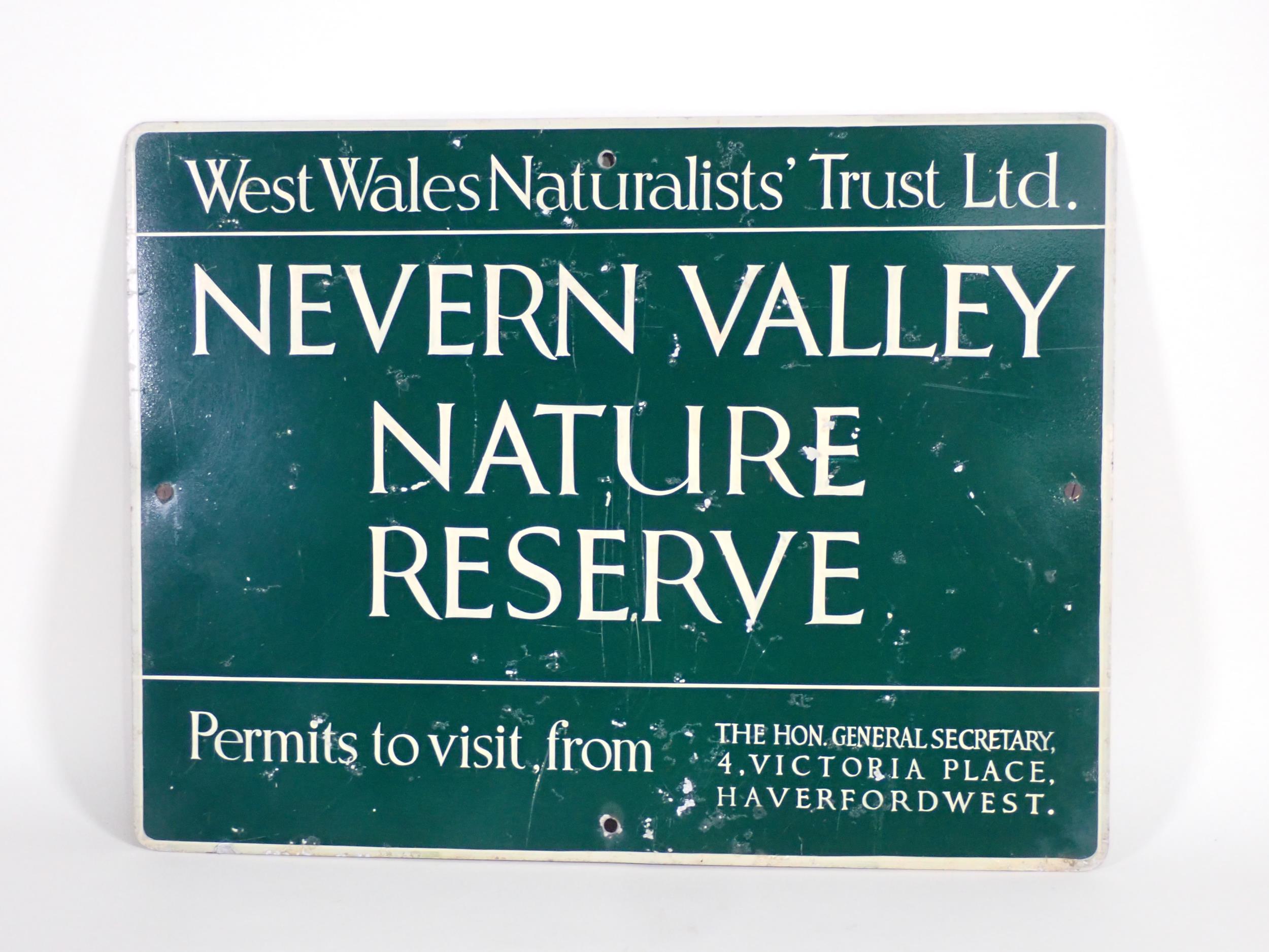 A 'West Wales Nevern Valley Nature Reserve' enamel Sign 1ft 8in W x 1ft 3in H