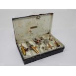 A Farlow's of London japanned Lure Box with internal lift out tray and lures