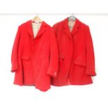 Two scarlet gentleman's Hunting Jackets, one with Albrighton Hunt Buttons