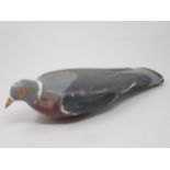 A vintage carved and painted Woodpigeon Decoy 13in L