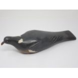 A carved and painted Pigeon Decoy, 15" Long