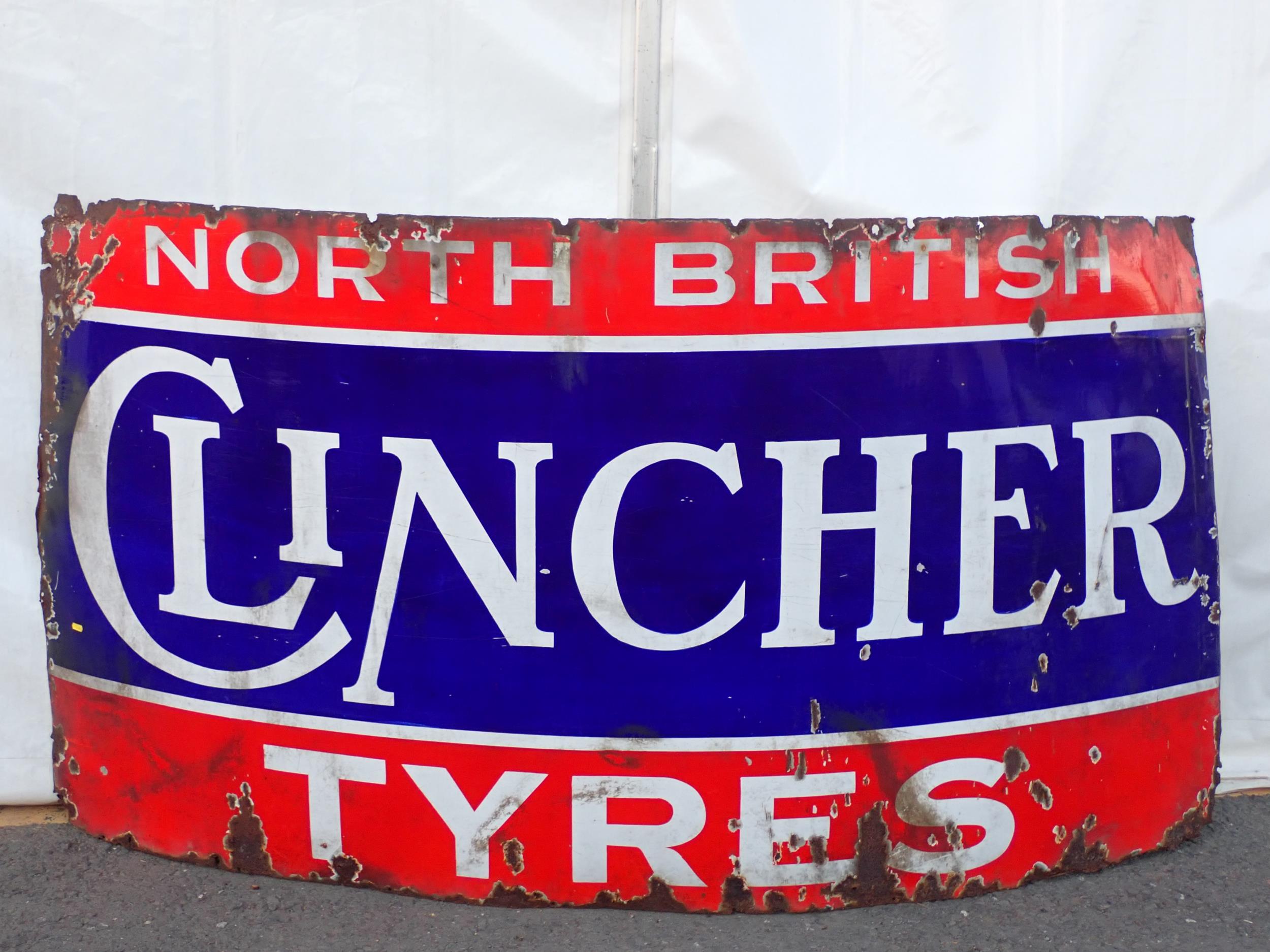 A Clincher Tyres North British enamel Sign 7ft 10in L x 4ft H