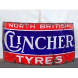 A Clincher Tyres North British enamel Sign 7ft 10in L x 4ft H