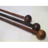 Three vintage hardwood Zulu Knobkerries