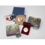 Battle of Trafalgar and Horatio Nelson 2005 silver proof Crowns in original cases, a replica Boulton