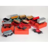 Two boxed Hornby 0 gauge No.1 Timber Wagons, a boxed Gas Cylinder Wagon, a No.50 Refrigerator Van, a