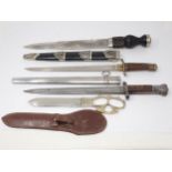 A modern Scottish Officer's Dirk, a Japanese Officer's Dagger in steel scabbard, a Long Lee-