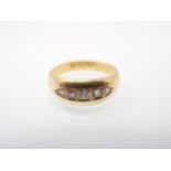 A Victorian Diamond five stone Ring pavé-set graduated old-cut stones in 18ct gold, ring size N