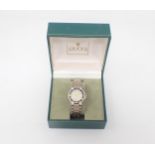 A lady's Gucci quartz Wristwatch the cream dial with hourly baton markers and sweep seconds hand,