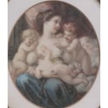 FRANCESCO PAOLO PIROLO (1818-1892), Venus and Cupids, signed and dated 1869, watercolour, oval, 9½ x