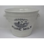 A large two handled ceramic Dairy Bowl by "S. Banfield Ltd, Brighton, Horsham, Eastbourne etc.",