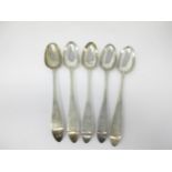Five George III Irish silver Table Spoons old English pattern engraved crests, two with initials,