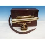 A brass Surveyor's Level by J. White, Glasgow 1ft L x 7in H approx, in fitted wooden case