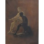 ENGLISH SCHOOL, circa 1910. Two Statues, indistinctly signed , oil on canvas, 24 x 18in