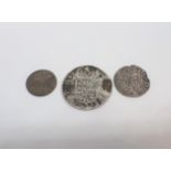 An Edward I silver Penny, Long Cross London mint, A Spanish 2 Reales dated 1730 and a German